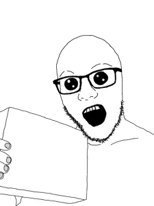 boxson, oh my god she is so attractive, bald, black eyes, box, finger, glasses, hand, hands, holding box