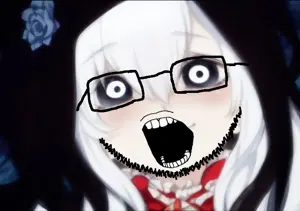cobson, anime, glasses, hair, jeff the killer, open mouth, screamer, stubble, white hair