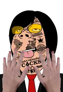 gapejak, female gapejak, femjak, 1soyjak, admin, ahegao, beaned, black eyes, black hair, clothes