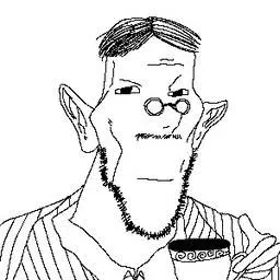 unknown, 1soyjak, black eyes, black hair, closed mouth, clothes, disgusted, ear, front view, glasses