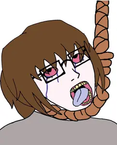 soyak, soygirl, femjak, 1soyjak, ack, bloodshot eyes, brown hair, crying, dying, eyelashes