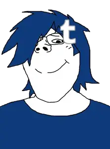gapejak, female gapejak, terryjak, femjak, 1soyjak, blue hair, closed mouth, eyelashes, female, foid