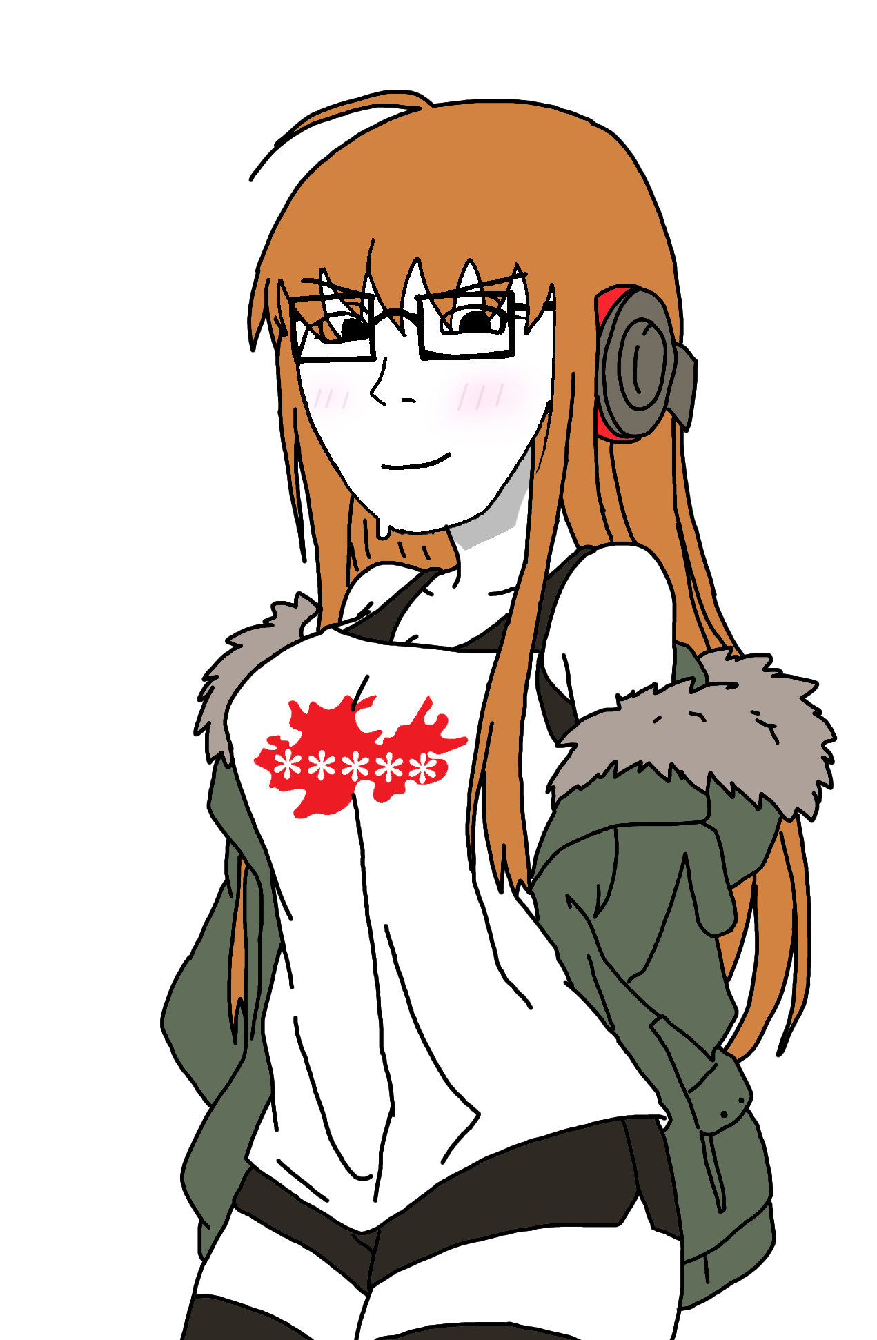 sakura futaba, soyak, soygirl, soygirlfriend, femjak, 1soyjak, almost full body, anime, anime girl, black eyes