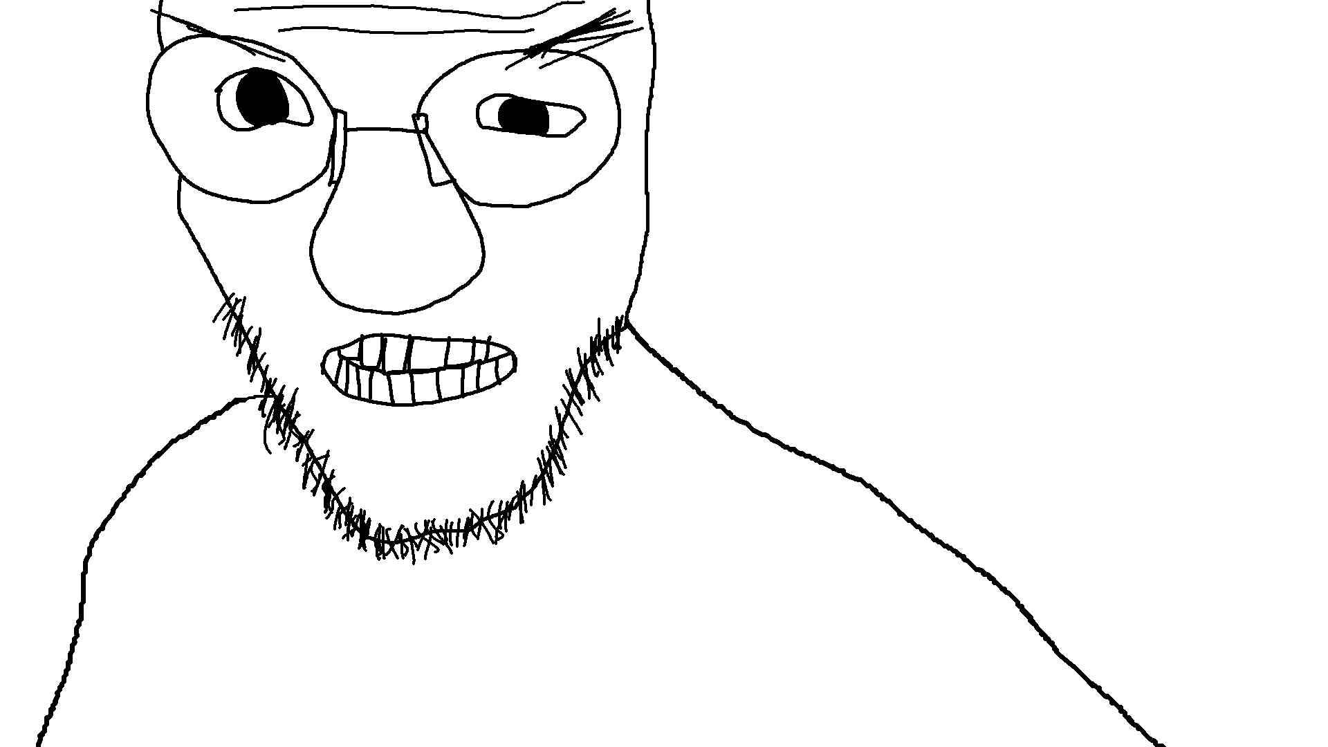 unknown, zorblenork, 1soyjak, angry, big nose, black eyes, black glasses, clenched teeth, face, forehead lines