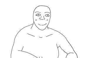 dumjacque, dumfoide, femjak, 1soyjak, arm, bald, blush, closed mouth, female, foid