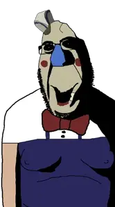 cobson, hornyson, rapeson, 1soyjak, apron, arm, beard, blue nose, bow, bow tie