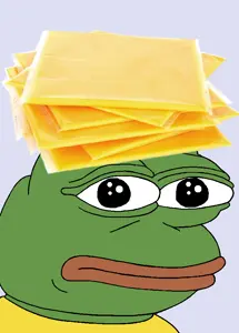 pepe, 1nas, american cheese, amphibian, animal, blue background, cheese, cheese slice, closed mouth, food