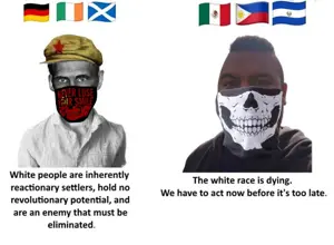 der coomer, gigachad, balaclava, black eyes, black hair, blue eyes, bone, bones, brown skin, cap