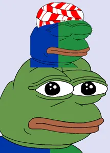 pepe, 2nas, blue background, blue shirt, blue skin, brown lips, closed mouth, clothes, green shirt, green skin