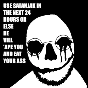 satanjak, rapeson, 1soyjak, bald, black background, black eyes, chubby, creepy, crying, glasses