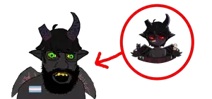 feraljak, tetojak, 1soyjak, azazel, black hair, closed mouth, demon, demon horns, glasses, gray skin