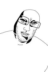 unknown, 1soyjak, beard, eyebrows, glasses, ias, looking at you, open eyes, open mouth, scary