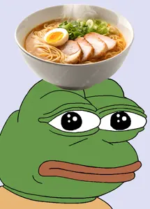 pepe, amphibian, animal, black eyes, blue background, closed mouth, frog, front view, green skin, light brown shirt