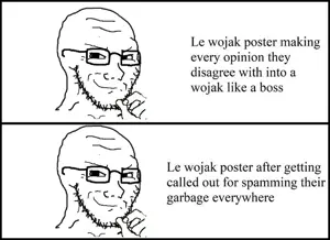 soyak, anti soyjak, glasses, hands, smile, smug, soyjak, stubble, text