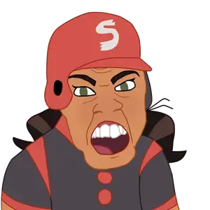 feraljak, brown hair, brown skin, cartoon, closed mouth, clothes, ear, hair, soyjak, tammy myers