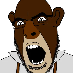 cobson, bobo the sharty janny, glasses, janny, monkey, open mouth, soyjak, stubble, suspenders
