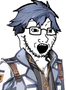 soyak, anime, blue hair, clothes, eiyuu densetsu, glasses, hair, open mouth, rean schwarzer, soyjak