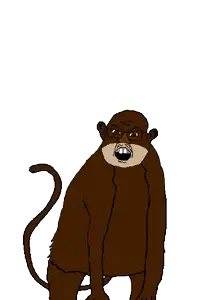 feraljak, animaljaks, angry, animal, bobo the sharty janny, brown eyes, ear, glasses, monkey, mustache