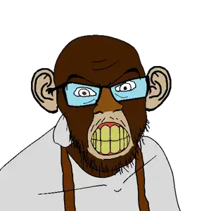feraljak, bobo the sharty janny, closed eyes, closed mouth, ear, glasses, janny, monkey, soyjak, stubble