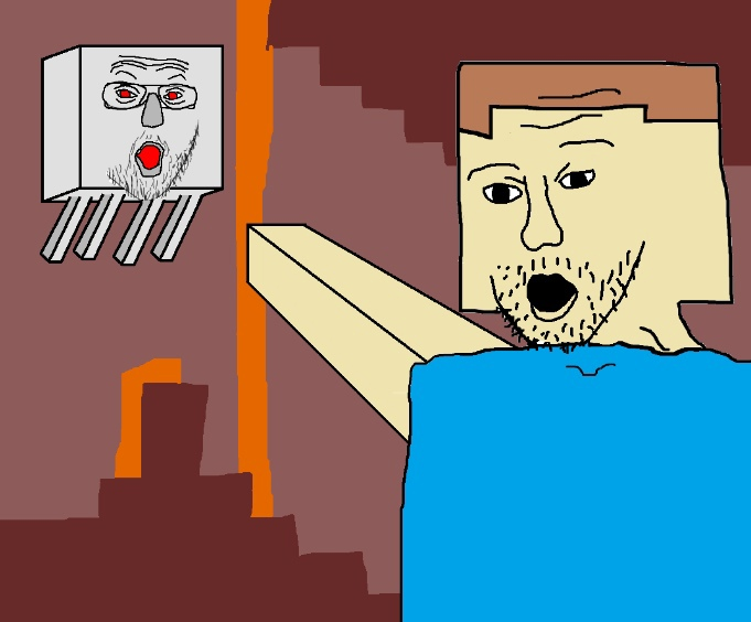 steve (minecraft), two pointing soyjaks, 2soyjaks, arm, brown hair, ghast, glasses, hair, open mouth, pointing