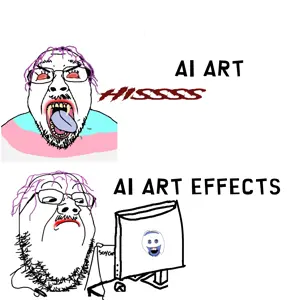 bernd, gapejak, angry, artificial intelligence, artist, discord, open mouth, red eyes, tablet, teeth