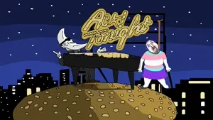 moonman, bernd, ack, bloodshot eyes, city, crying, fat, flag, full body, hamburger