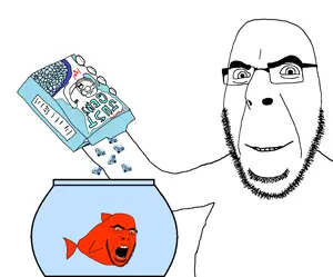 cobson, fishjak, 2soyjaks, animal, animal abuse, arm, cereal, fish, fish tank, food