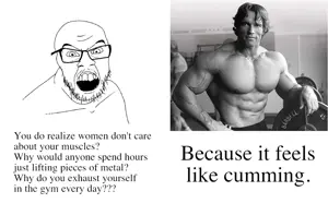 feraljak, /fit/, angry, buff, glasses, mustache, open mouth, soyjak, stubble, text