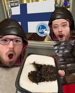 two pointing soyjaks, 2soyjaks, armor, country, finland, finnish text, flag, food, glasses, open mouth