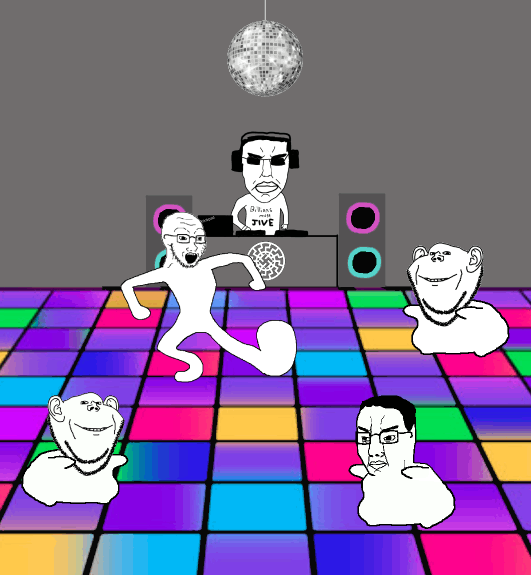 chudjak, impish soyak ears, soyak, pol face, dancejaks, 5soyjaks, amplifier, animated, arm, clean dance