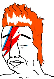 chudjak, chud, closed mouth, crying, david bowie, orange hair, sad