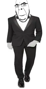 cobson, animated, business, clothes, glasses, grin, smile, soyjak, stubble, suit