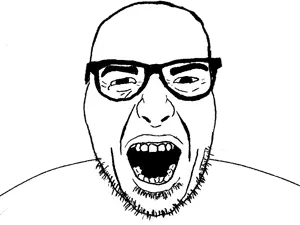 austin, unknown, glasses, open mouth, soyjak, stubble