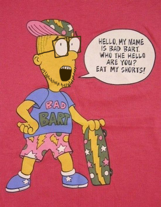bart simpson, evil bartholemew, bad bart, baseball cap, cap, clothes, glasses, hat, open mouth, shoe
