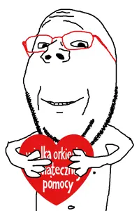 gapejak, wholesome soyjak, arm, glasses, hands, heart, holding heart, holding object, jurek owsiak, nipple