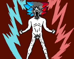 unknown, anime, hair, nintendo, nintendo switch, open mouth, small penis, soyjak, stubble, super saiyan