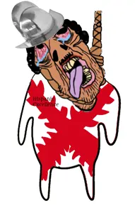 bernd, brunetto, bloodshot eyes, brown skin, clothes, crying, deformed, flag, hat, helmet