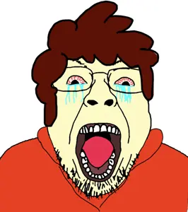bernd, angry, bloodshot eyes, brown hair, clothes, crying, glasses, hair, open mouth, soyjak