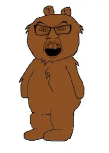 feraljak, angry, bear, brickleberry, cartoon, full body, glasses, mustache, open mouth, soyjak