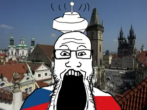 markiplier soyjak, antenna, country, czechia, flag, glasses, irl background, open mouth, robot, soyjak