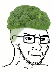 soyak, broccoli, concerned, food, foodjak, frown, glasses, hair, plant, soyjak