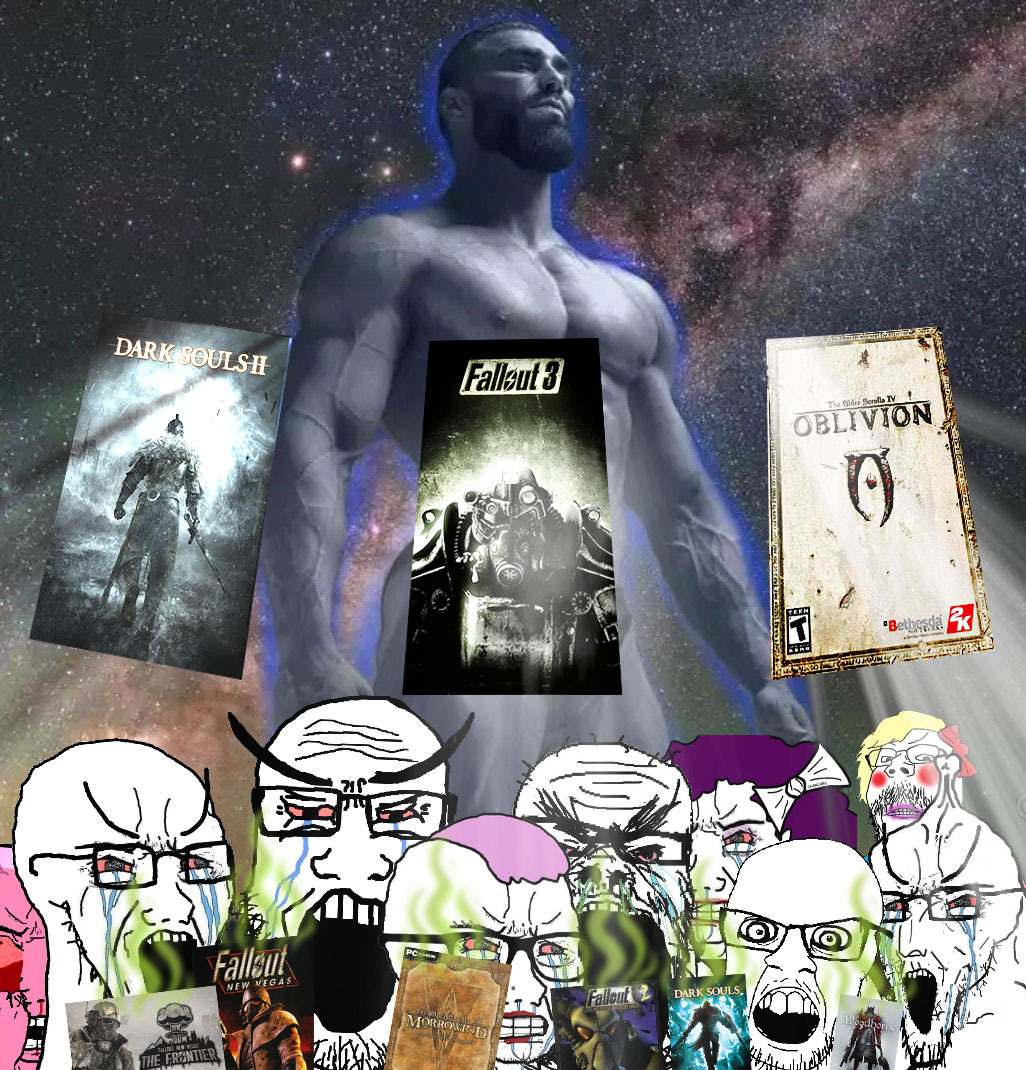 gigachad, wojak, a24 slowburn soyjak, cryboy soyjak, feraljak, gapejak, markiplier soyjak, soyak, mustached gapejak, morrowind