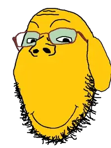 gapejak, good boy, jannyjak, 1soyjak, animal, closed mouth, dog, dog ear, ear, glasses