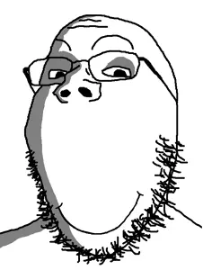 gapejak, good boy, 1soyjak, bald, closed mouth, glasses, good boy, looking at you, ominous, ominous shadow