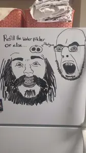 cobson, angry, beard, fridge, glasses, jimmy davis, open mouth, real life, redraw, soyjak