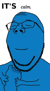 gapejak, its over, beard, blue skin, calm, eating, glasses, smile, stubble, text