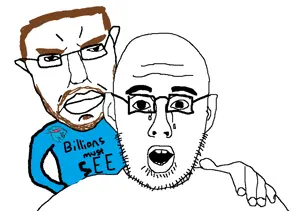 chudjak, unknown, chudjak front, 2soyjaks, angry, beard, brown hair, closed mouth, crying, ear
