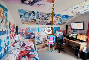 bernd, hanging troonjak, troonjak, ack, anhero, animated, anime, arm, bed, bedroom