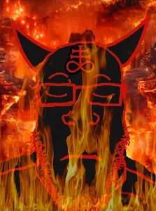 markiplier soyjak, neutralplier, brimstone, closed eyes, closed mouth, demon, fire, hell, neutral, sulfur
