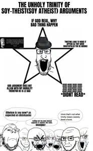 cryboy soyjak, gapejak, markiplier soyjak, soyak, angry, atheism, bloodshot eyes, bushy eyebrows, christianity, closed mouth